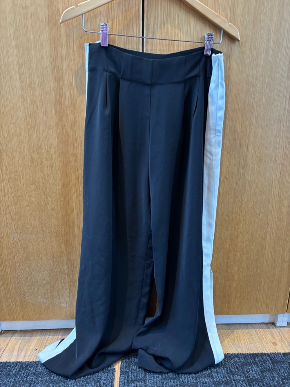 Parker Black slit trousers with white trim size 6